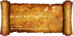 Aradi Kálmán névjegykártya